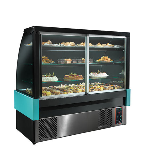 Mastro Kühltheke mit 3 Böden, Umluft, 2°/+8°C, B=1800 mm - RAL9005