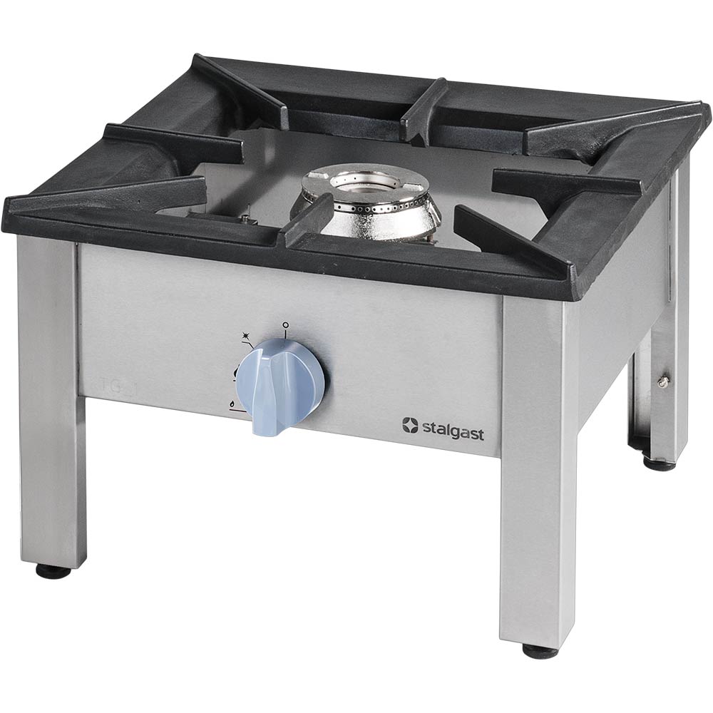 Stalgast Gas-Hockerkocher (G20), Edelstahl und Gusseisen, 9kW, 567x380x607mm