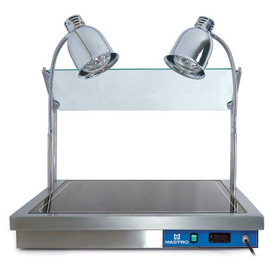 Mastro Tranchierplatte mit Hustenschutz, 3x GN 1/1 mit 2 Halogenlampen