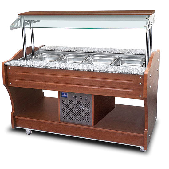 Mastro kaltes Buffet mit statischer Kühlung, Inselmodell, 4x GN 1/1 H=150 mm, Haube nicht absenkbar