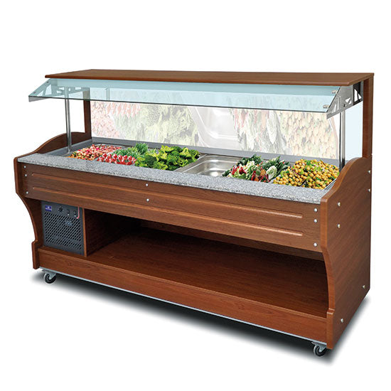 Mastro kaltes Buffet mit statischer Kühlung, Wandmodell, 6x GN 1/1 H=150 mm, Haube nicht absenkbar