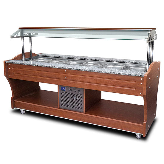 Mastro kaltes Buffet mit statischer Kühlung, Inselmodell, 6x GN 1/1 H=150 mm, Haube nicht absenkbar