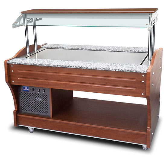 Mastro kaltes Buffet mit statischer Kühlplatte, Inselmodell, 4x GN 1/1, Haube nicht absenkbar