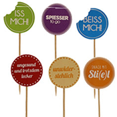 Kögler 864x Deko-Picker "Sprüche, Iss mich", 18x 48 Stk./Schaukart.