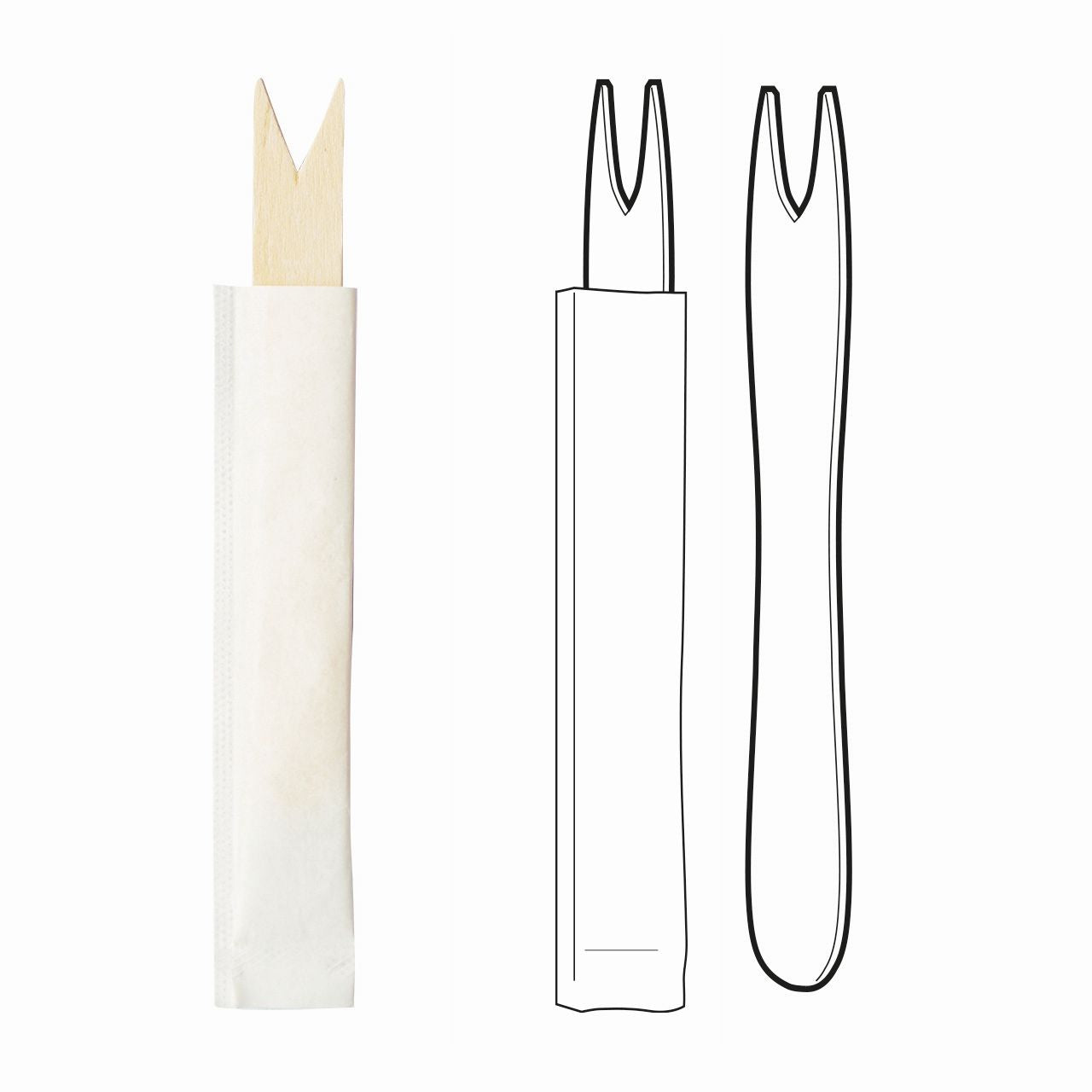 Kögler 6.000x Holz-Pommes-Gabeln, 6x papiergehüllt, 1.000 Stk./Karton