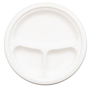 Kögler 400x Zuckerrohr-Teller, rund, 3-geteilt, 8x 50 Stk./Set