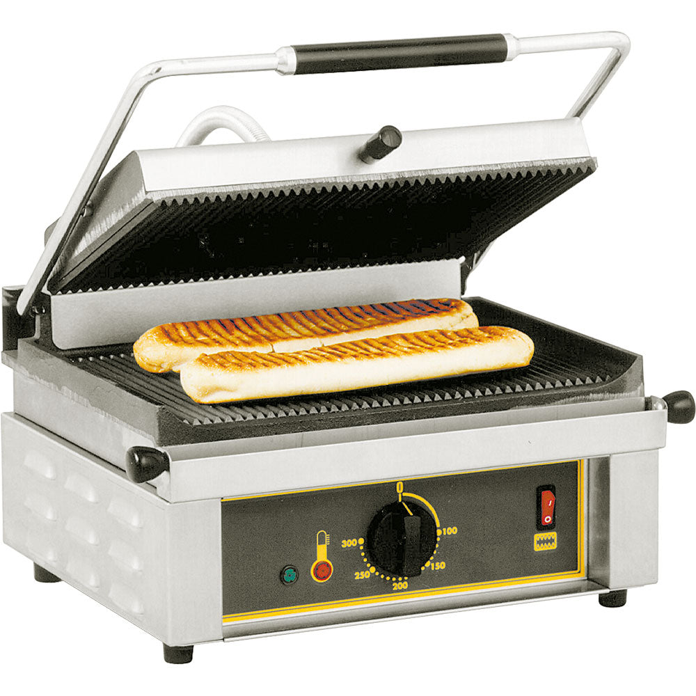 ROLLER GRILL Kontaktgrill, Edelstahl und Gusseisen, 3kW, 230V, 430x385x220mm