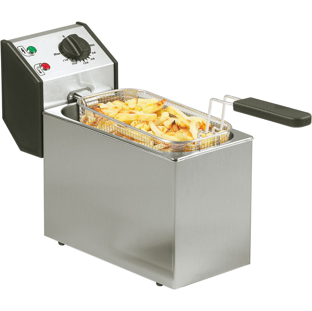 ROLLER GRILL Elektro-Fritteuse (Einzelbecken), Edelstahl, 3,2kW, 230V, Inhalt: 5L, 190x425x320mm