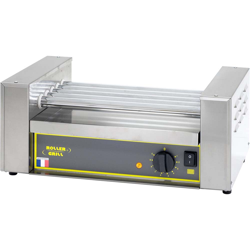 ROLLER GRILL Elektro-Hot Dog Grill (Mit 5 Rollen), Edelstahl, Silber, 0,6kW, 230V, 545x320x240mm