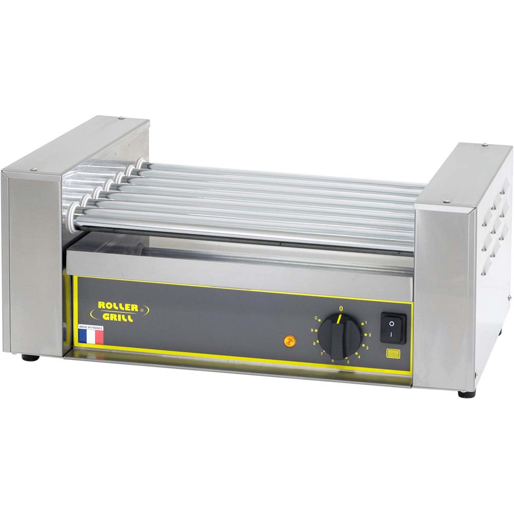 ROLLER GRILL Elektro-Hot Dog Grill (Mit 7 Rollen), Edelstahl, Silber, 0,9kW, 230V, 545x320x240mm