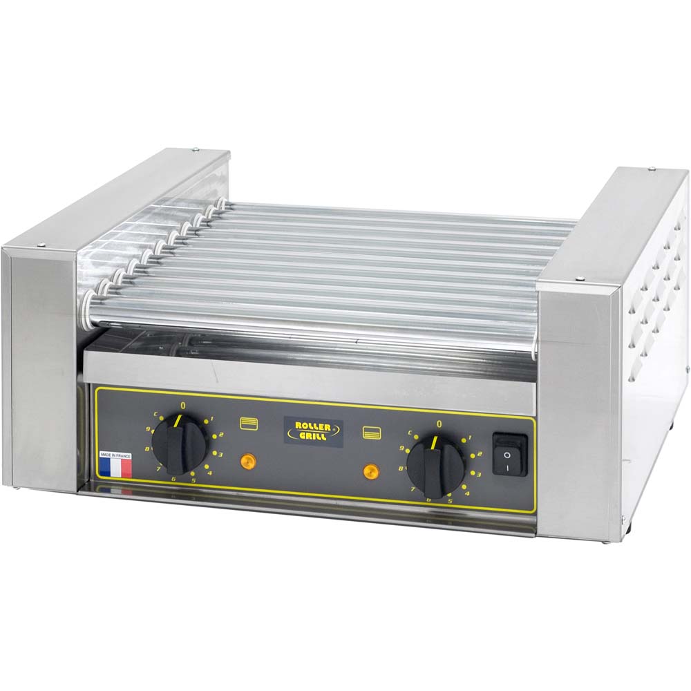 ROLLER GRILL Elektro-Hot Dog Grill (Mit 11 Rollen), Edelstahl, Silber, 1,4kW, 230V, 545x460x240mm