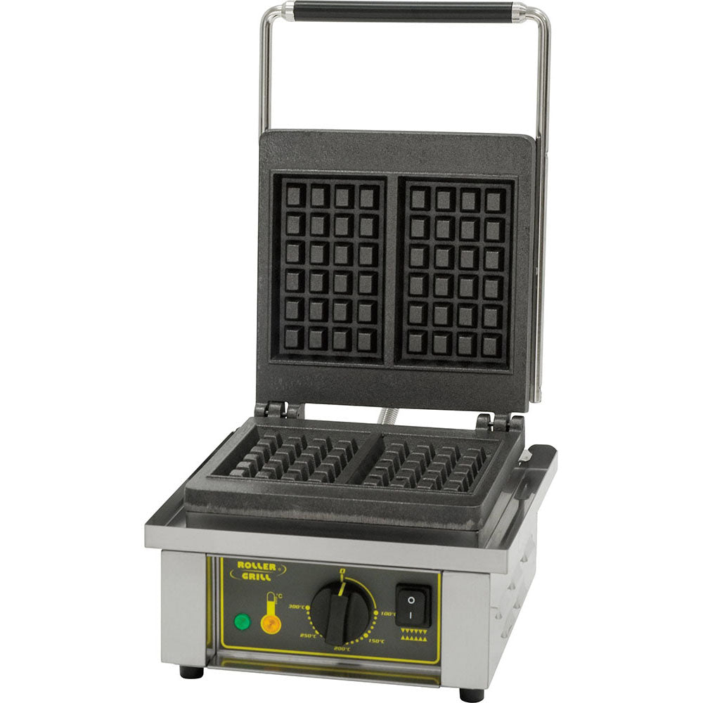 ROLLER GRILL Waffeleisen "Lütticher Waffelform", Edelstahl und Gusseisen, Silber und Schwarz, 1,6kW, 230V, 305x440x230mm