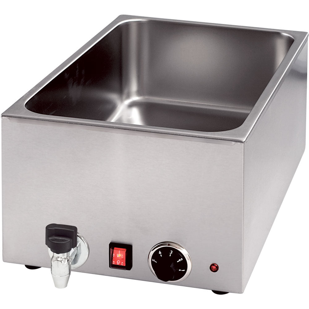 Stalgast Bain-Marie mit Ablasshahn (GN1/1), Edelstahl, 1,2kW, 230V, 340x590x242mm