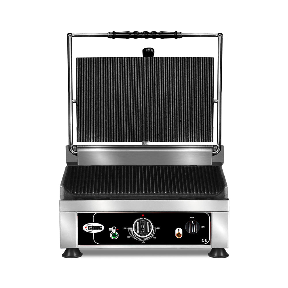 GMG Kontaktgrill (Oben und Unten gerillt), Edelstahl und Gusseisen, 2,5kW, 230V, 410x500x300mm (KG2735E)