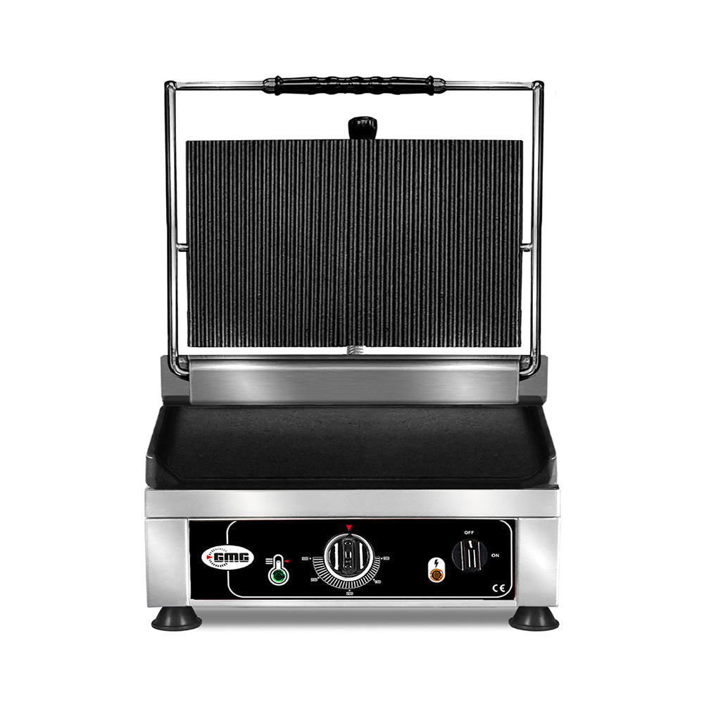 GMG Kontaktgrill (Oben gerillt, Unten glatt), Edelstahl und Gusseisen, 2,5kW, 230V, 410x500x300mm (KG2735G)