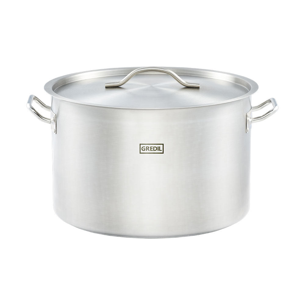 Gredil Suppentopf (mit Deckel), Edelstahl, Serie: ECO, Inhalt: 32,6L, Durchmesser: 400mm, Höhe 260mm