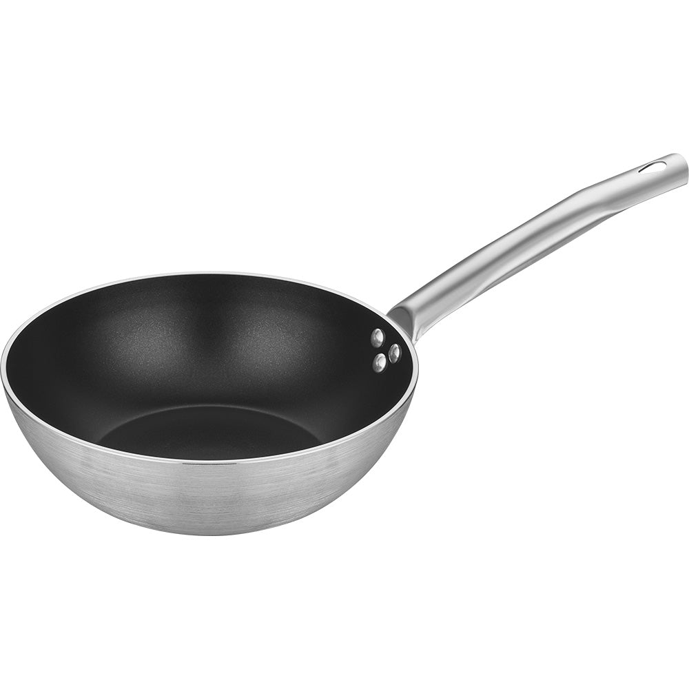 Stalgast Wok-Pfanne (Mit Antihaftbeschichtung), Aluminium, Silber und Schwarz, Durchmesser: 280mm, Höhe: 93mm