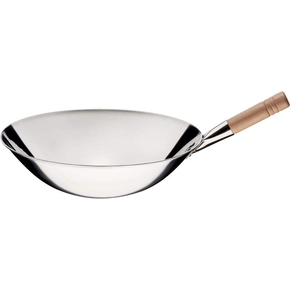 Stalgast Wok-Pfanne, polierter Edelstahl, Grifflänge 185 mm