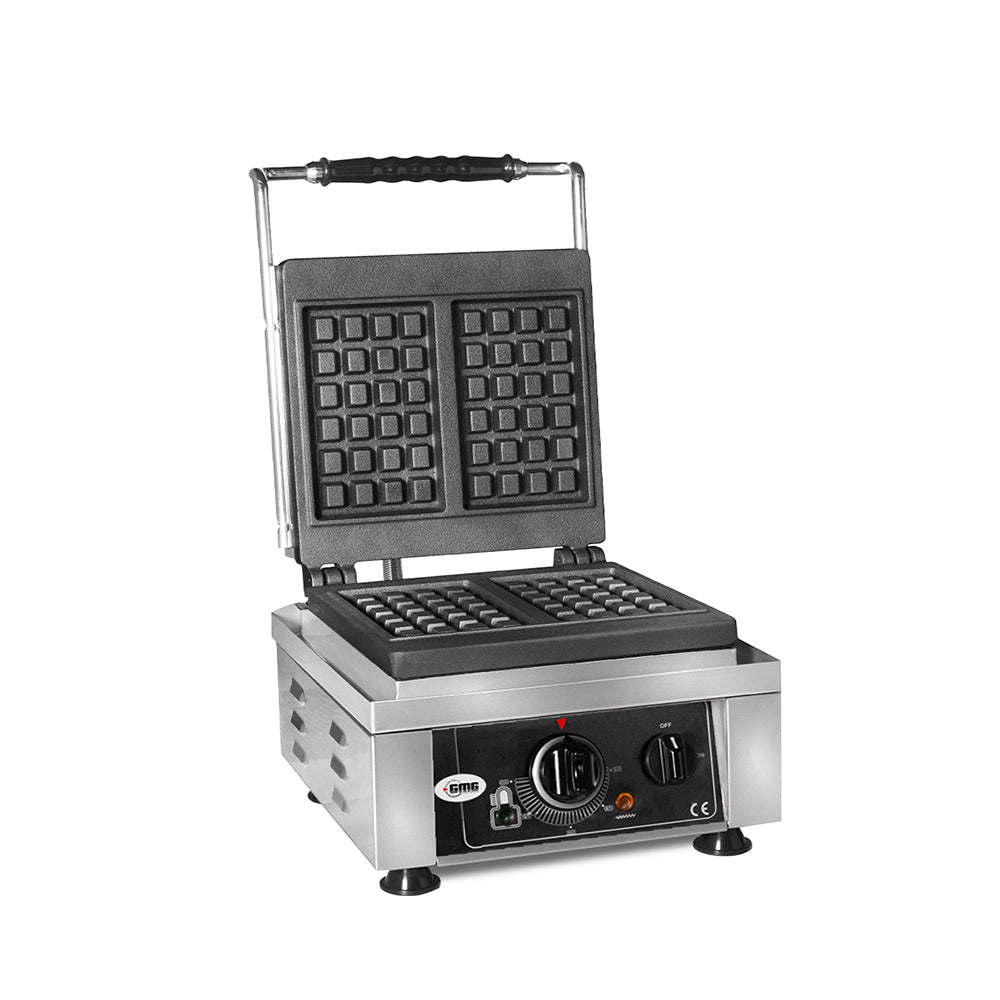 GMG Waffeleisen "Brüsseler Waffelform", Edelstahl und Gusseisen, Silber und Schwarz, 2,2kW, 230V, 290x440x320mm (KGW2530E)