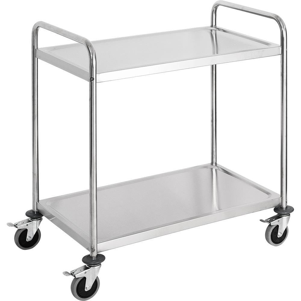 Stalgast Servierwagen, Edelstahl, Silber, 2 Borde, Tragfähigkeit pro Boden: 40kg, 845x940x525mm