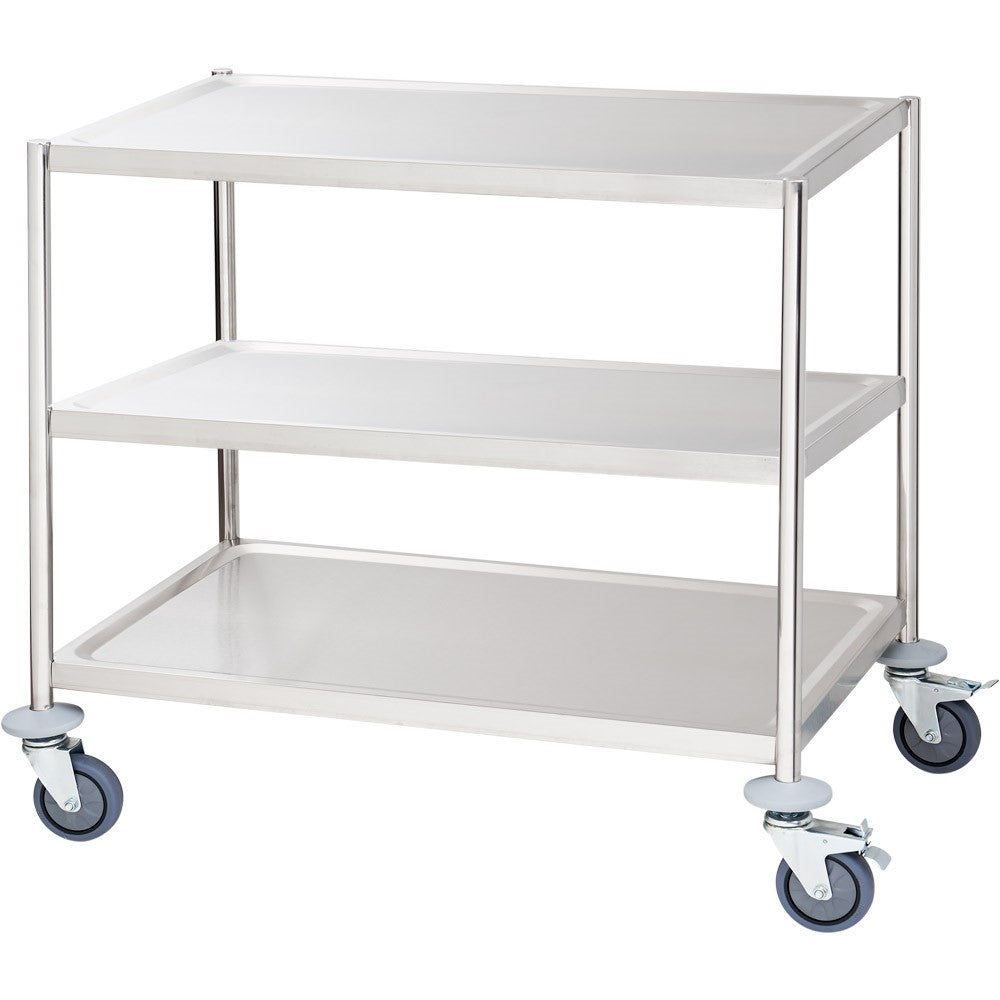 Stalgast Servierwagen, Edelstahl, Silber, 3 Borde, Tragfähigkeit pro Boden: 75kg, 850x800x530mm