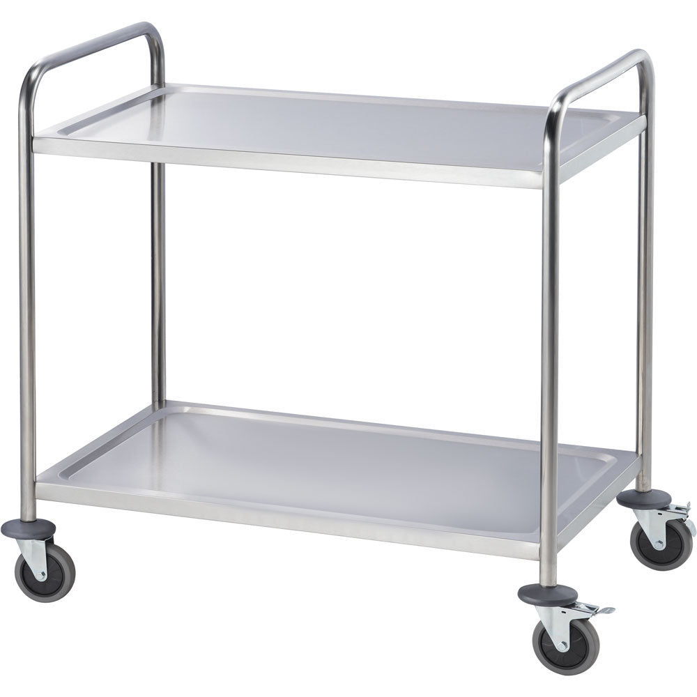 Stalgast Servierwagen, Edelstahl, Silber, 2 Borde, Tragfähigkeit pro Boden: 40kg, 860x940x540mm