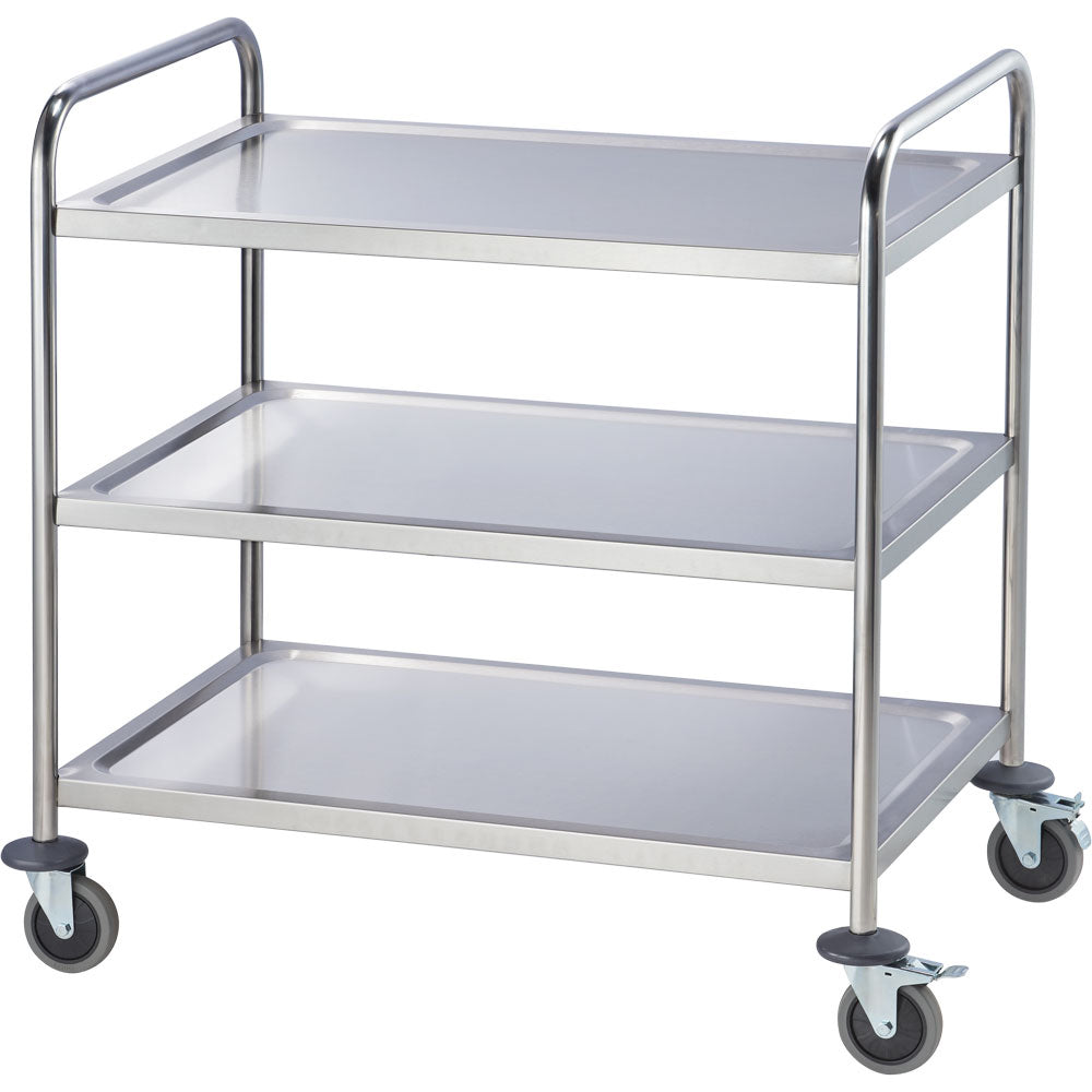 Stalgast Servierwagen, Edelstahl, Silber, 3 Borde, Tragfähigkeit pro Boden: 40kg, 860x940x540mm