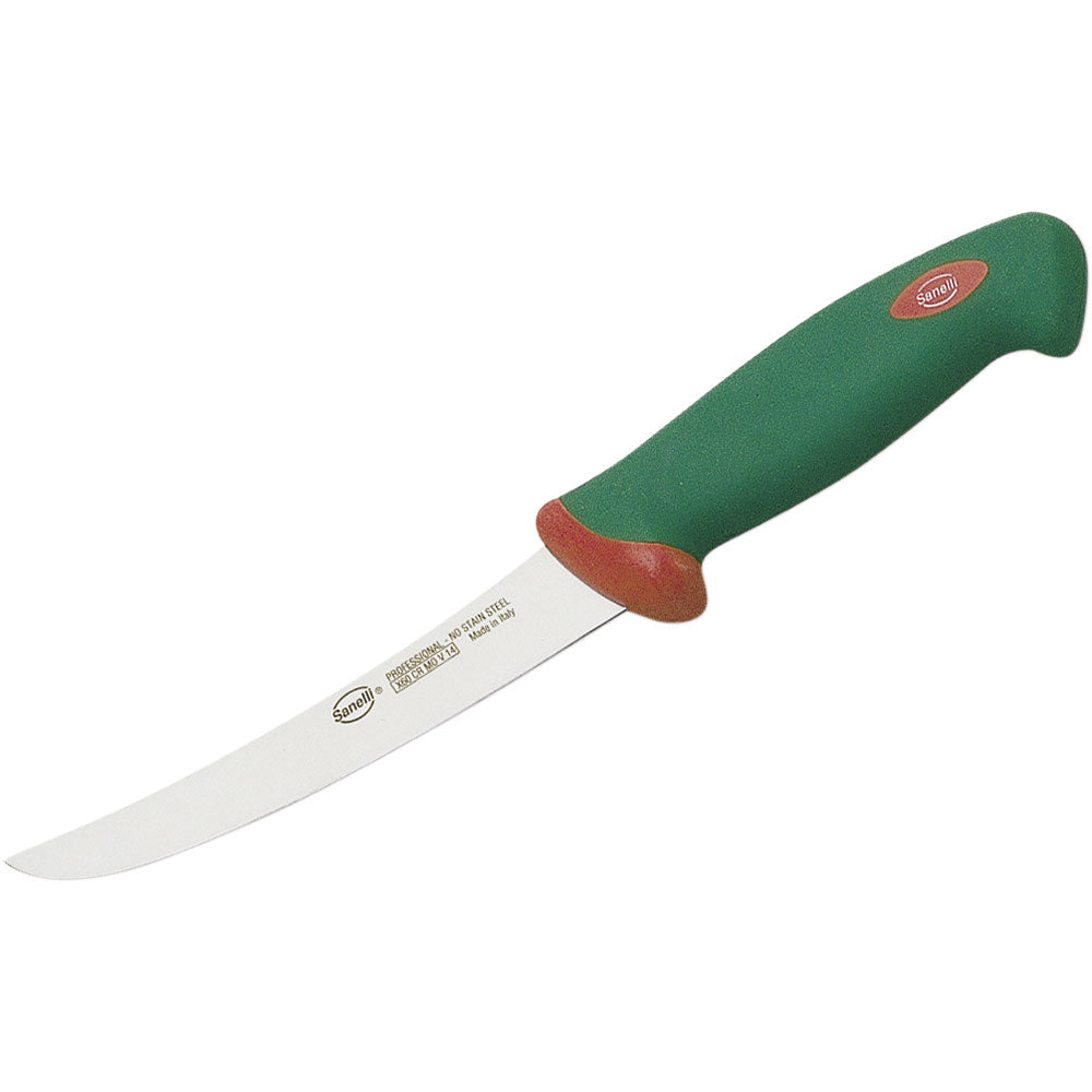 Sanelli Ausbeinmesser (gebogen), Edelstahl, Grün, Ergonomischer Griff, Klingenlänge: 160mm