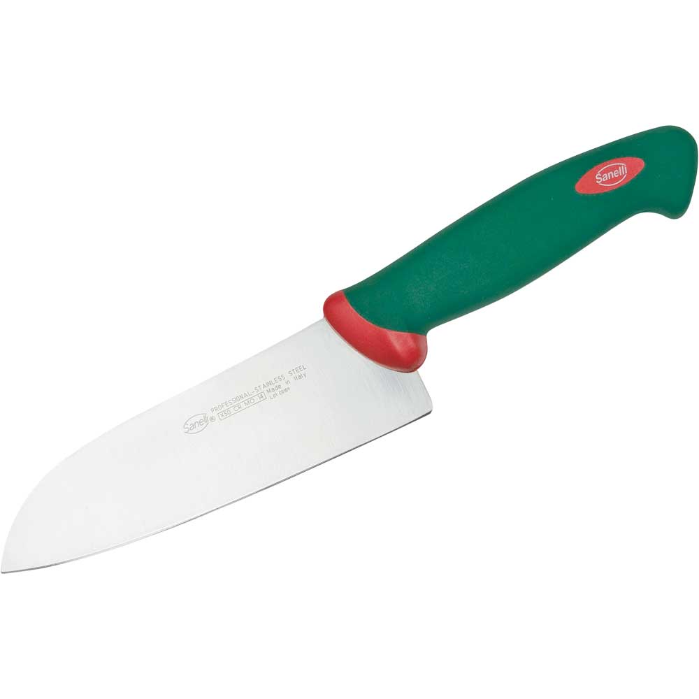 Sanelli Santoku-Messer, Edelstahl, Grün, Ergonomischer Griff, Klingenlänge: 160mm
