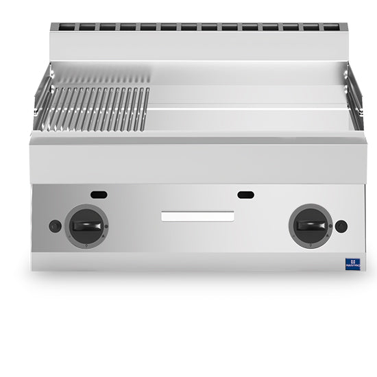 Mastro Gas-Grillplatte, Tischmodell, verchromt 1/3 gerillt und 2/3 glatt