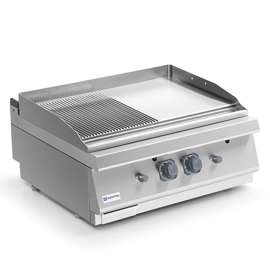Mastro Gas-Grillplatte, Tischmodell, 1/2 glatte und 1/2 gerillte Platte