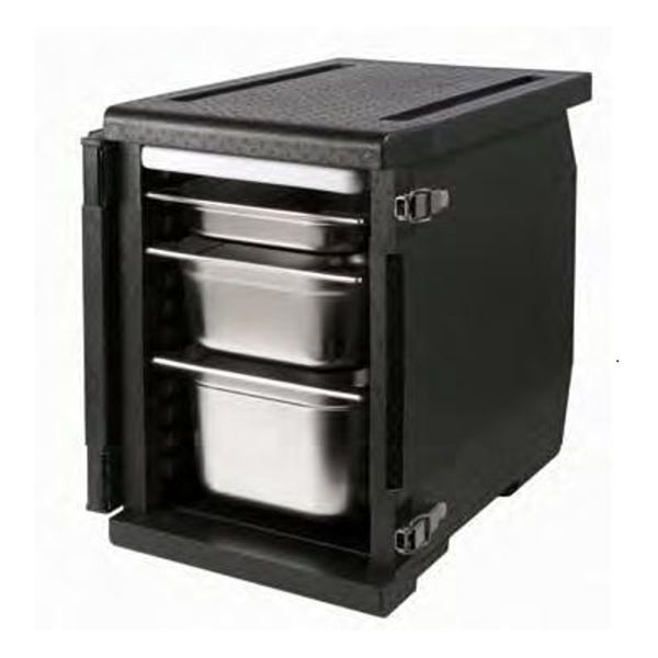 Stalgast Thermobox (Frontlader, GN1/1-65mm), Polypropylen, Schwarz, Inhalt: 93L, 645x445x625mm