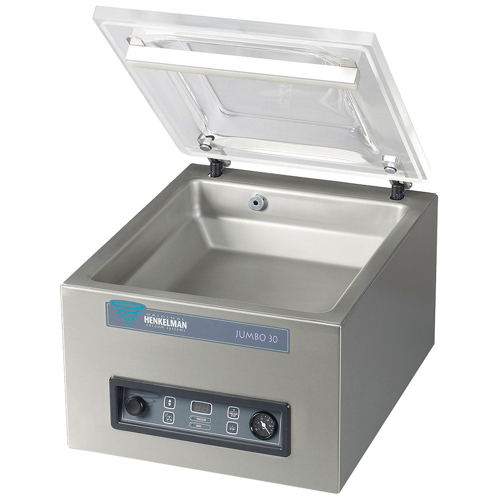 Henkelmann Jumbo 30 Kammer-Vakuummaschine (Mit Busch-Pumpe), Edelstahl, Silber, 0,4kW, 230V, 525x450x385mm