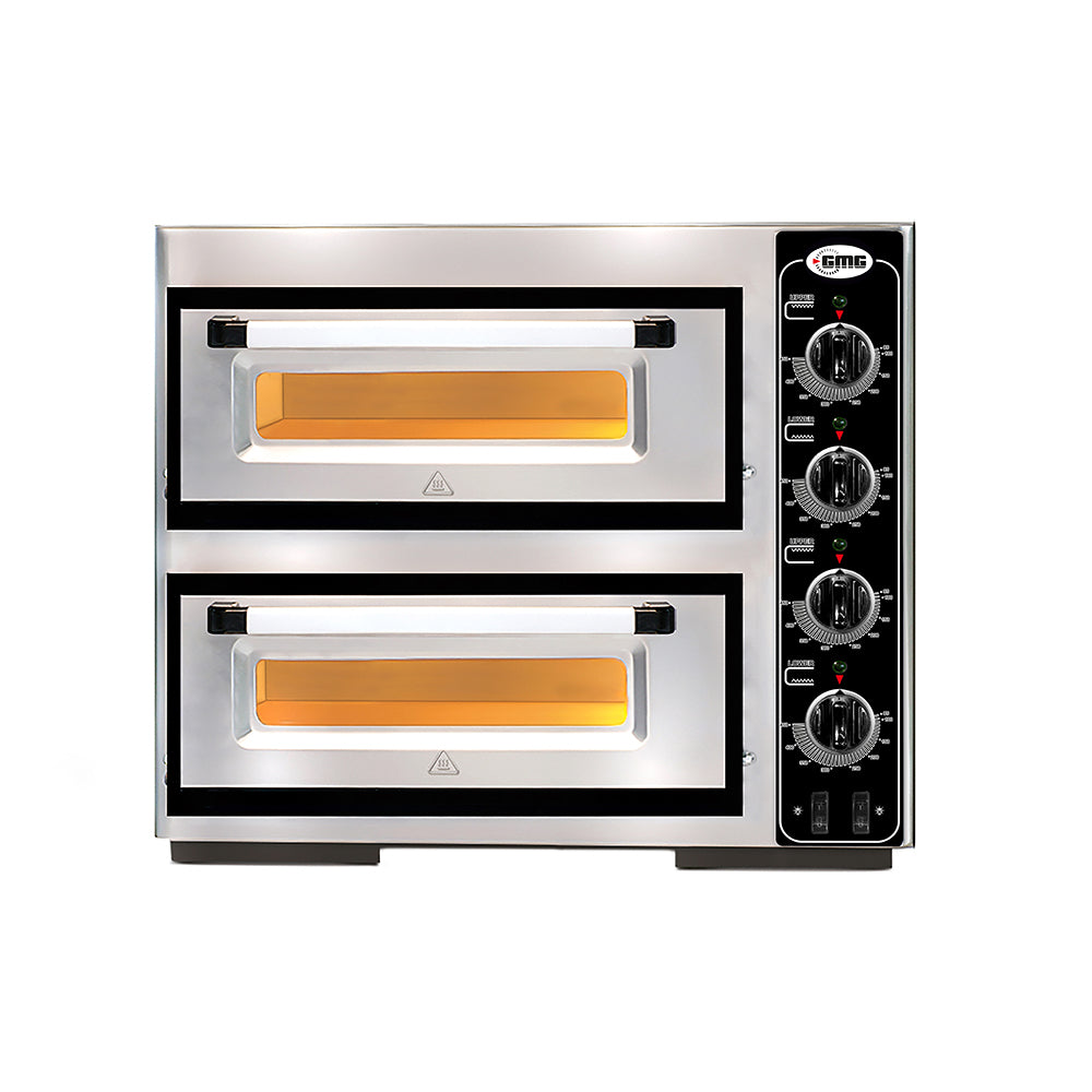 GMG Pizzaofen, 2 Backkammern für je 4 Pizzen à Ø25cm, Boden aus Schamott, 8kW (PF5050DE4)