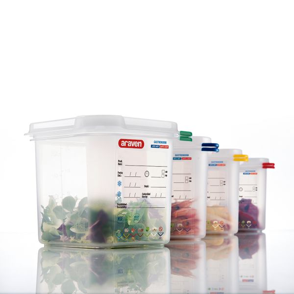 ARAVEN GN-Behälter (GN 1/4-150mm, mit Deckel), Polypropylen, Transparent, 26,5x16,2x15cm
