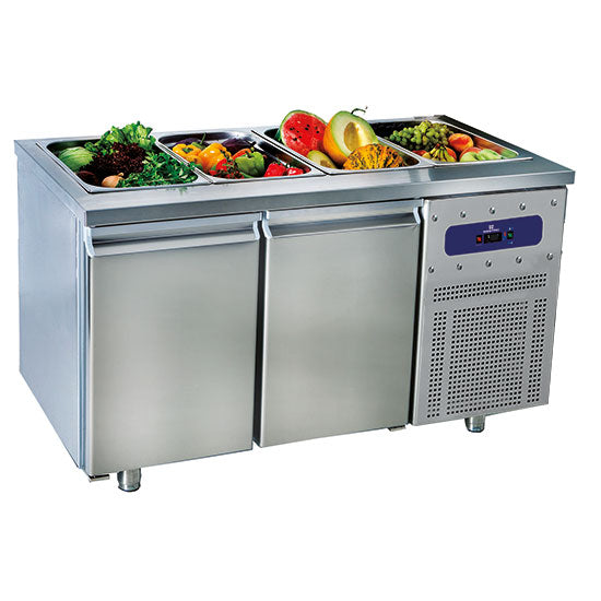 Mastro Saladette mit 2 Türen GN 1/1, 4x GN 1/1 H=150 mm, -2°/+8°C