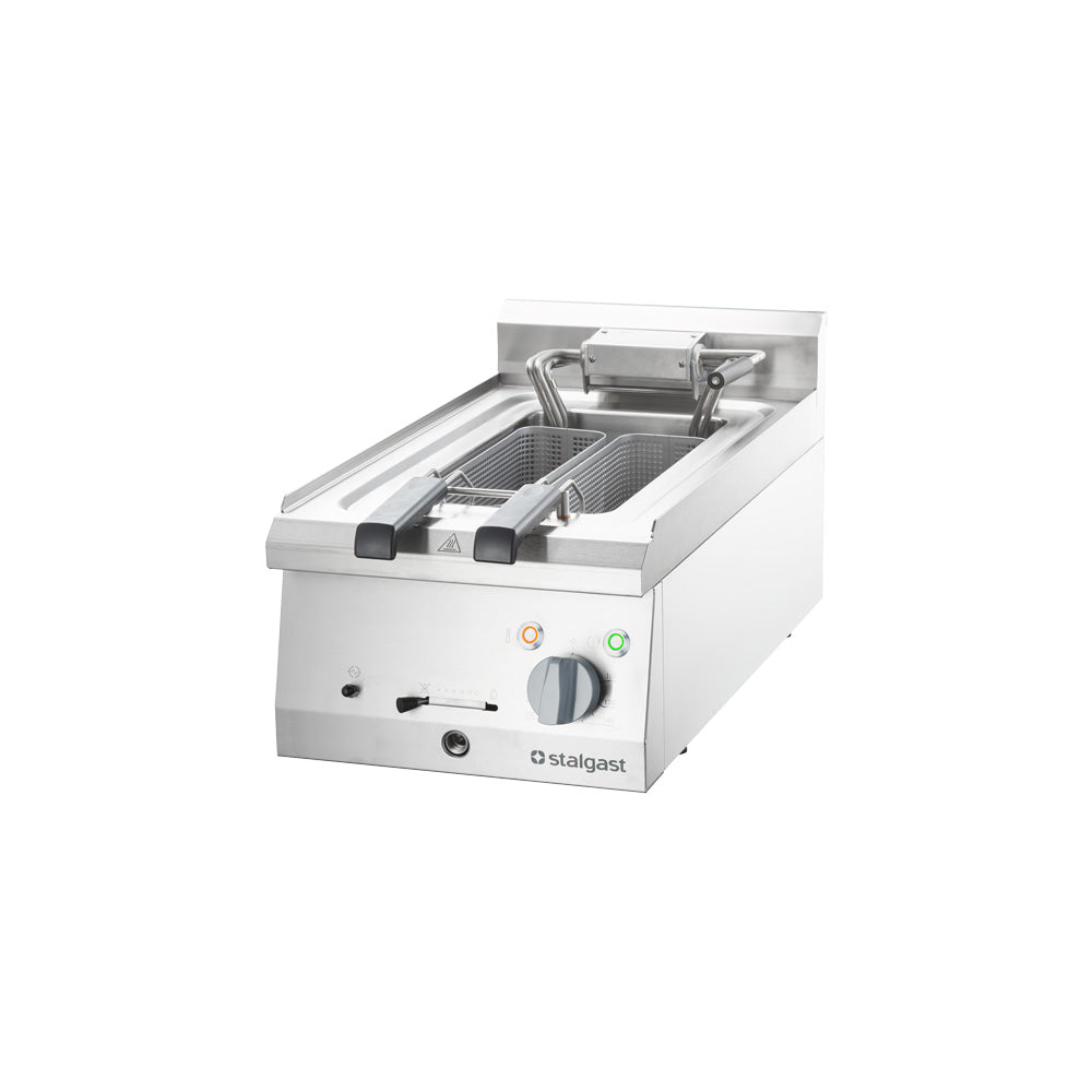 Stalgast Elektro-Fritteuse (Einzelbecken, als Tischgerät), Edelstahl, Serie: 700 ND, 9kW, 400V, Inhalt: 10L, 400x700x250mm