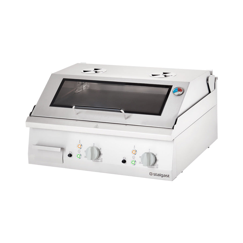 Stalgast Elektro-Griddleplatte (Glatte Grillfläche, als Tischgerät mit Deckel), Edelstahl, Serie: 700 ND, 8,1kW, 400V, 800x700x430mm