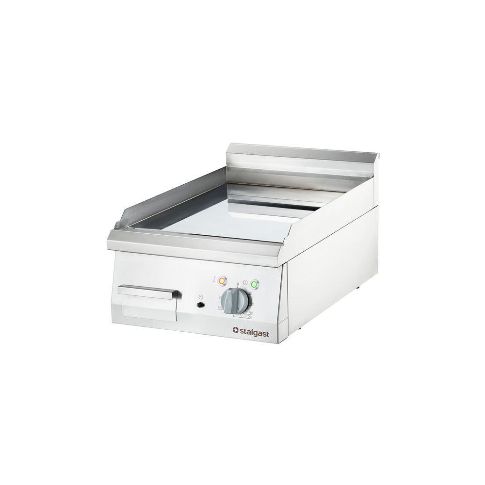 Stalgast Verchromte Elektro-Griddleplatte (Glatte Grillfläche, als Tischgerät), Edelstahl, Serie: 700 ND, 4,05kW, 400V, 400x700x250mm