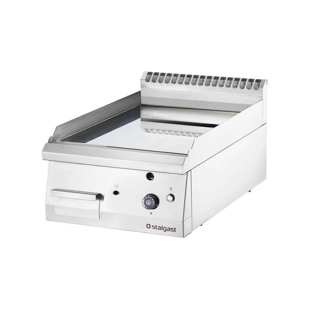 Stalgast Verchromte Gas-Griddleplatte (Glatte Grillfläche, als Tischgerät), Edelstahl, Serie: 700 ND, 6,5kW, 230V, 400x700x250mm