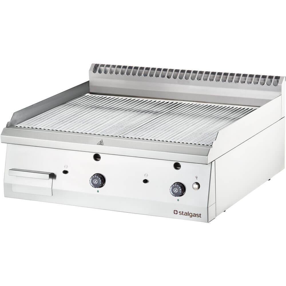 Stalgast Gas-Griddleplatte, verchromt als Tischgerät, Serie 700 ND - gerillt 800x700x250 mm (BxTxH)