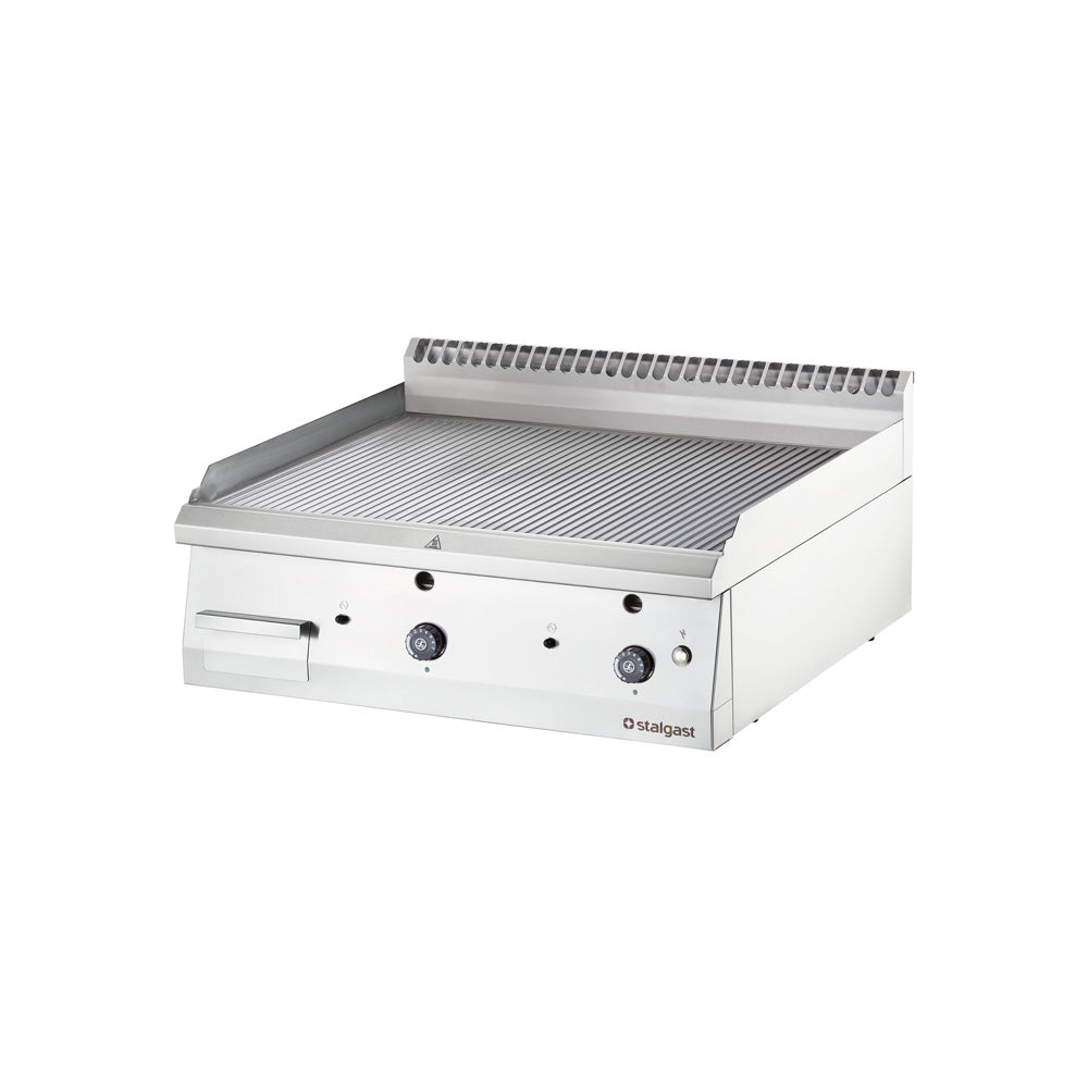 Stalgast Gas-Griddleplatte (Gerillte Grillfläche, als Tischgerät), Edelstahl, Serie: 700 ND, 13kW, 230V, 800x700250mm