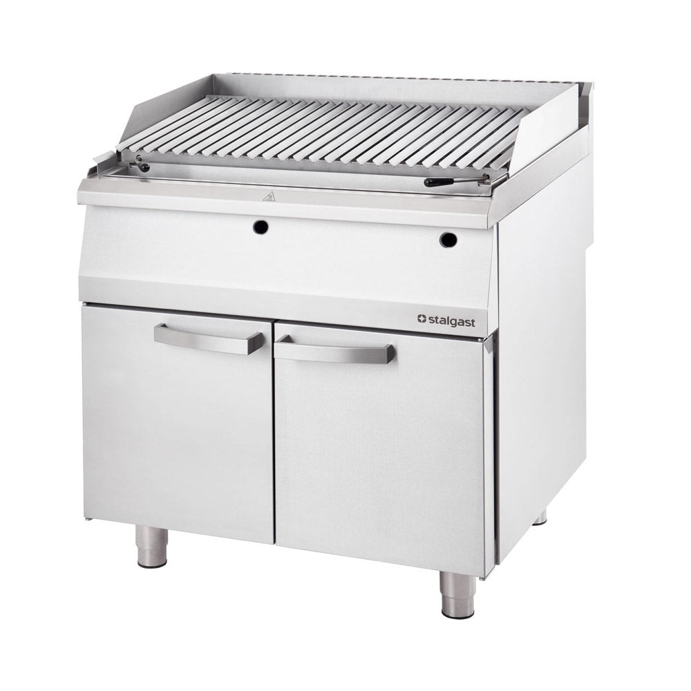 Stalgast Gas-Lavastein-Grill mit V-Rost (Als Standgerät), Edelstahl, Serie: 700 ND, 13kW, 230V, 800x700x850mm