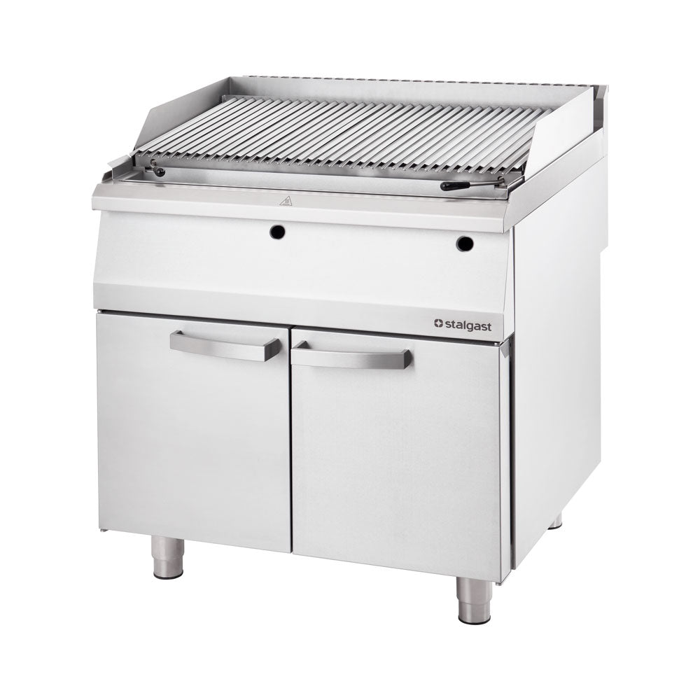 Stalgast Gas-Lavastein-Grill (Als Standgerät, mit S-Rost), Edelstahl, Serie: 700 ND, 13kW, 230V, 800x700x850mm