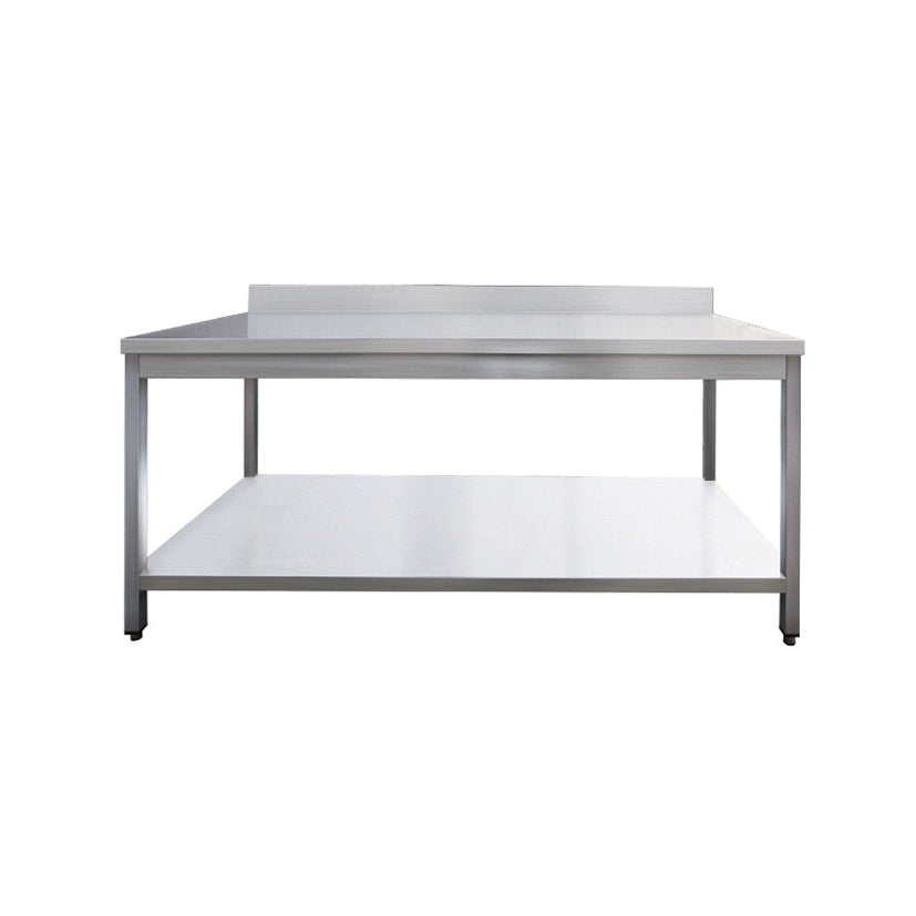 Skyrainbow Arbeitstisch (Mit Grundboden & Aufkantung), Edelstahl, Silber, 2000x700x850mm