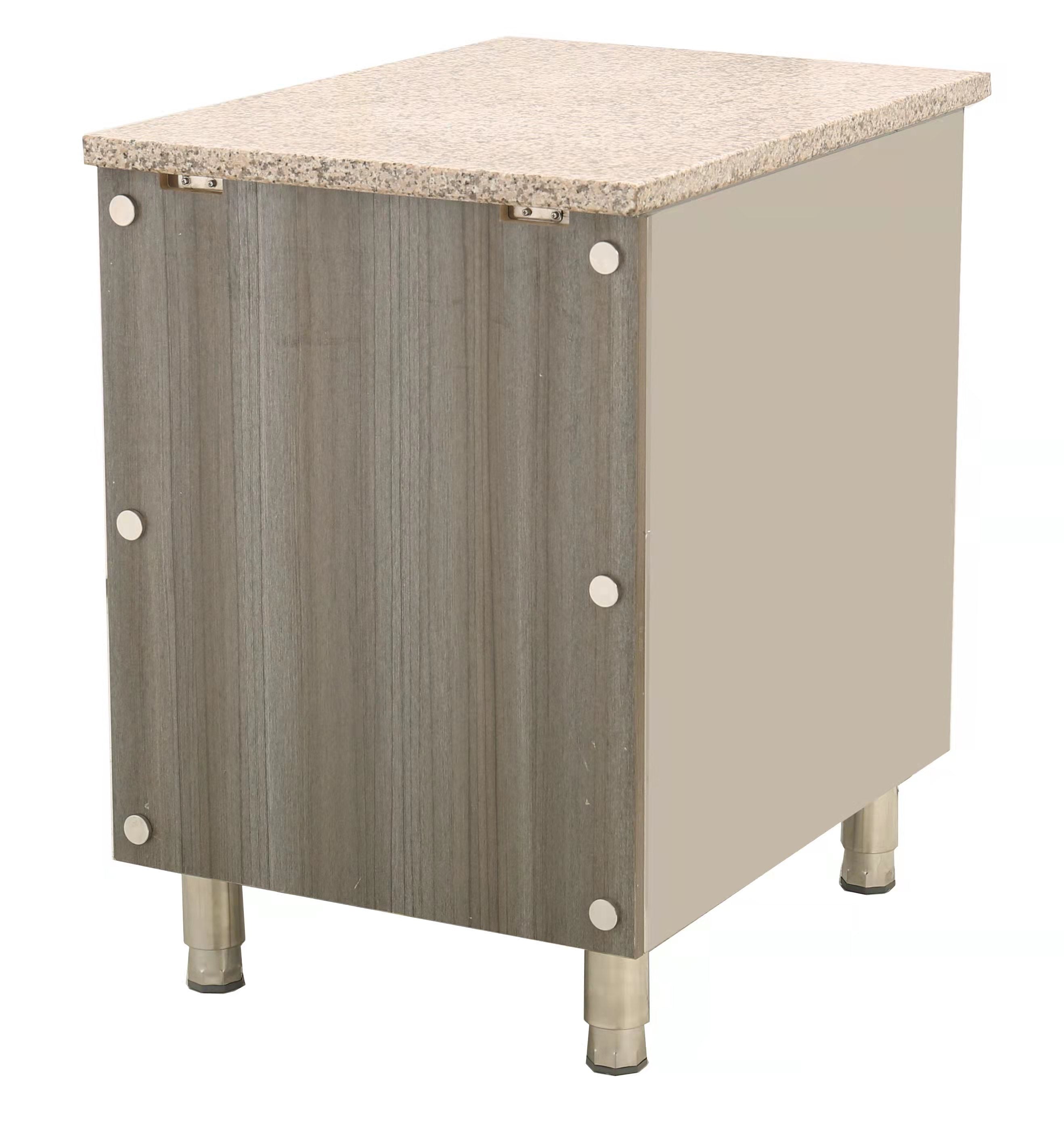 Skyrainbow Kassentisch aus Edelstahl, Granit rosa-grau, mit Holzverkleidung, 40 x 82