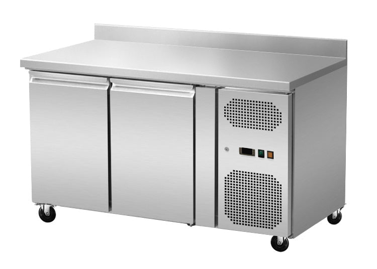 Skyrainbow Kühltisch (2 Türen mit Aufkantung, Umluft), Edelstahl, Silber, 0,24kW, 230V, 1360x700x860mm