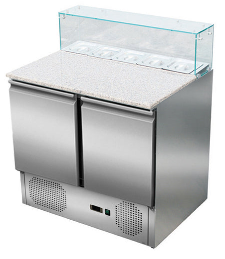 Skyrainbow Pizzasaladette 2 Türen, eckiger Glasaufsatz, 90 x 70