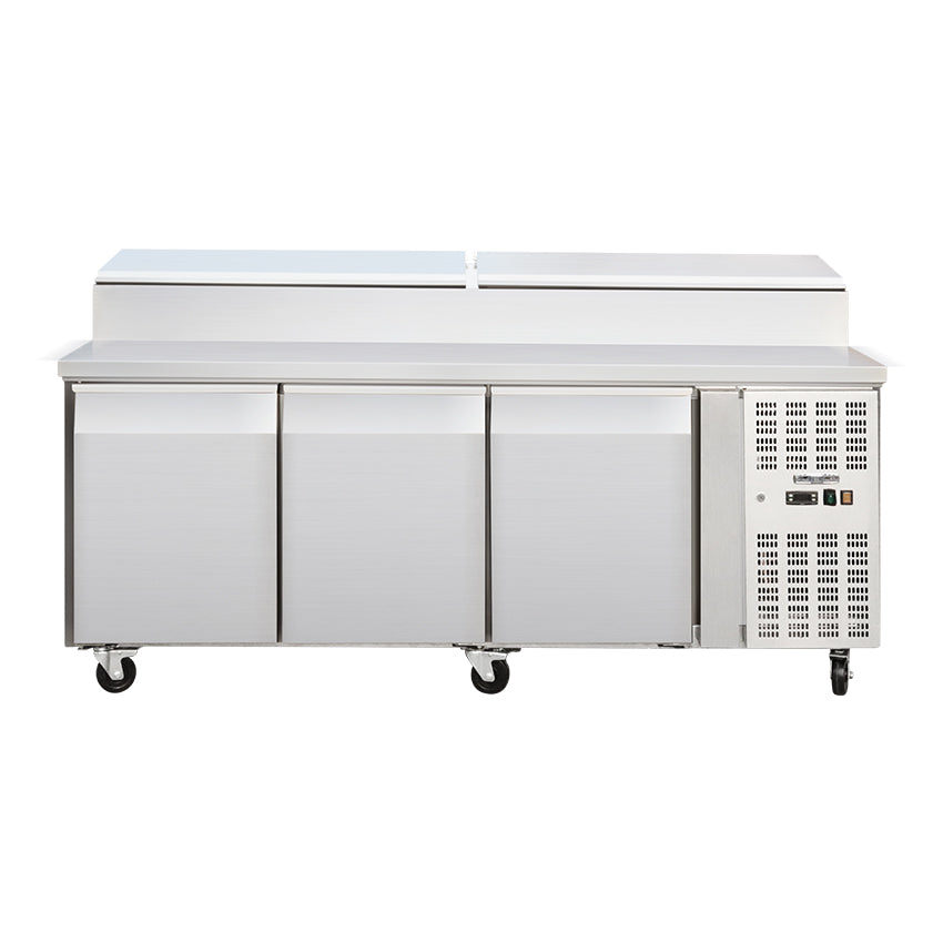 Skyrainbow Zubereitungstisch (3 Türen), Edelstahl, Silber, 0,8kW, 230V, 456L, 2020x800x1050mm