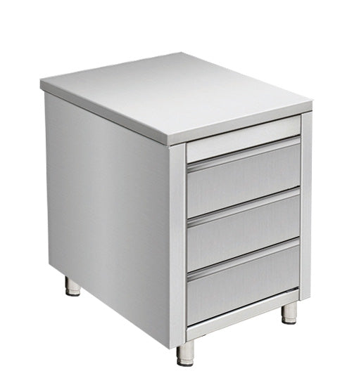 Skyrainbow Arbeitsschrank (3 Schubladen), Edelstahl, 500x600x850mm